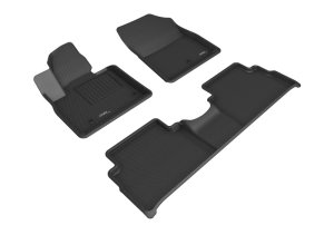 Hyundai Santa Fe Floor Mats Set - 1st 2nd Row - 3D MAXpider - KAGU Series - Black - `21-`22 Hyundai Santa Fe Floor Mats Set - 1st 2nd Row - 3D MAXpider - KAGU Series - Black - `21-`22